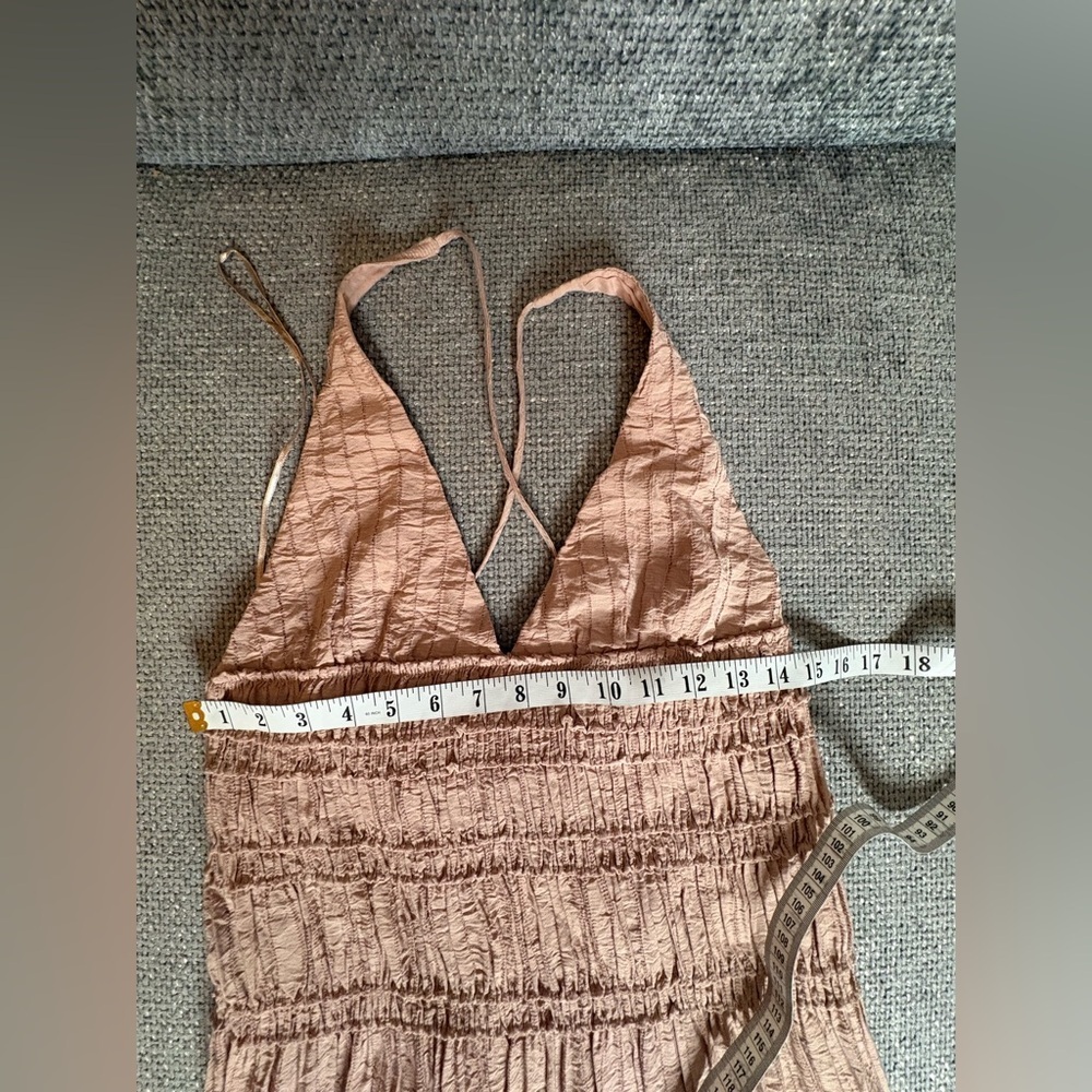 Zara Pale Pink Textured Midi Dress Size M Blogger Favorite - Picture 12 of 14